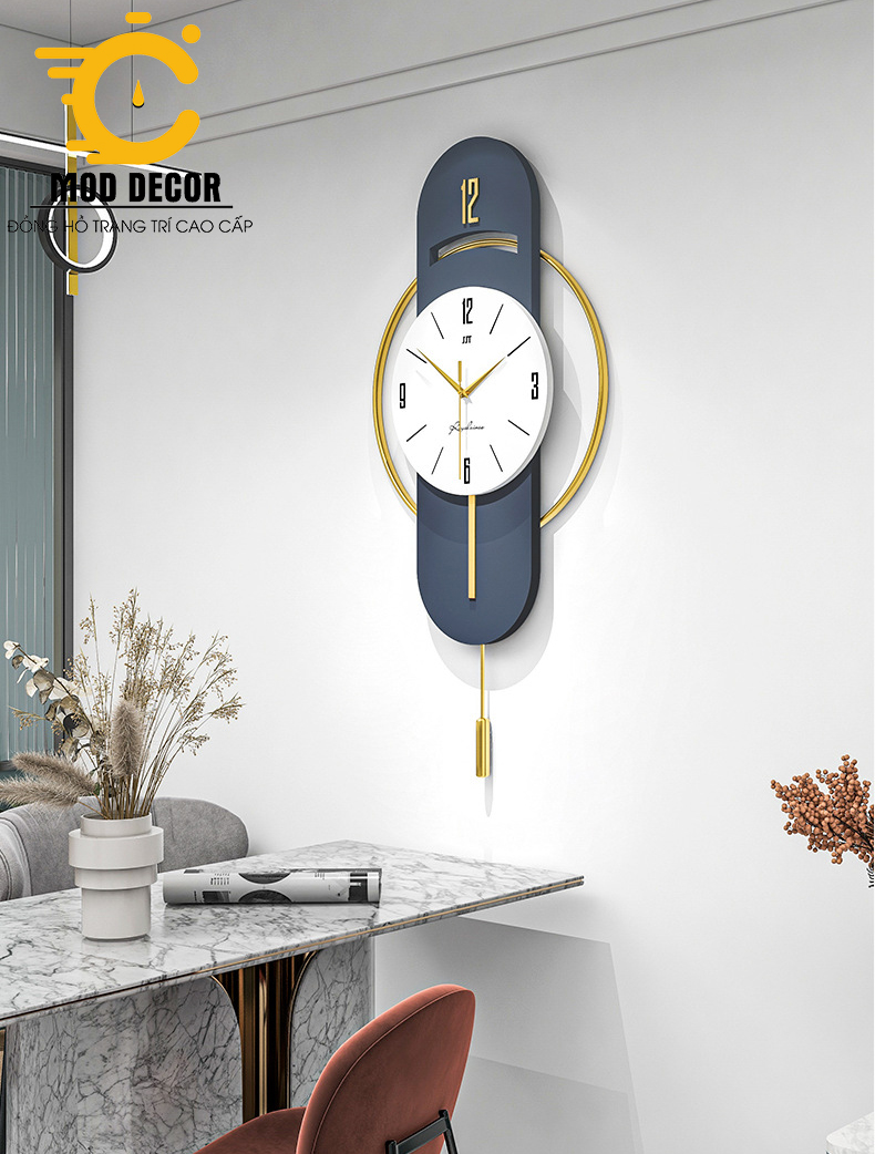 Đồng hồ treo tường trang trí decor Bắc âu phong cách đơn giản, sang trọng 2145-42