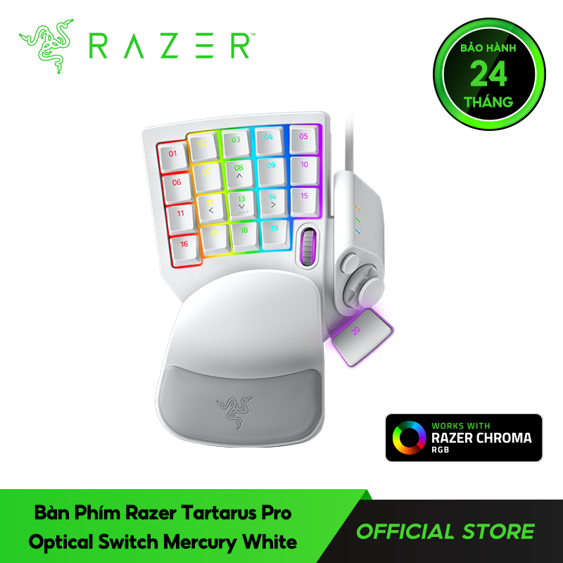 Bàn phím Razer Tartarus Pro–Analog Optical-Trắng(Mercury)_RZ07-03110200-R3M1-HÀNG CHÍNH HÃNG