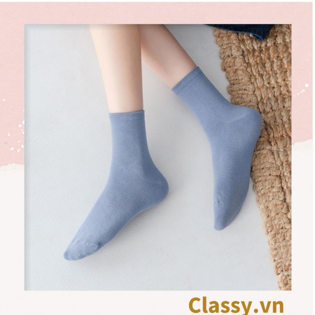 Combo 2 đôi tất cotton cổ cao Classy trơn nhiều màu G1401