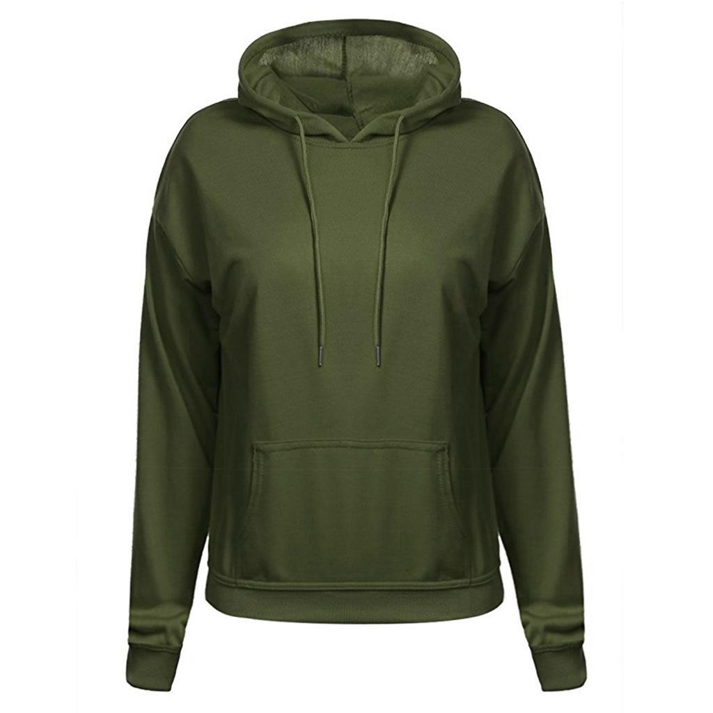 ​Womens Long Sleeve Pullover Jumper Kangaroo Pocket Sweatshirt Hoodie Plus Size