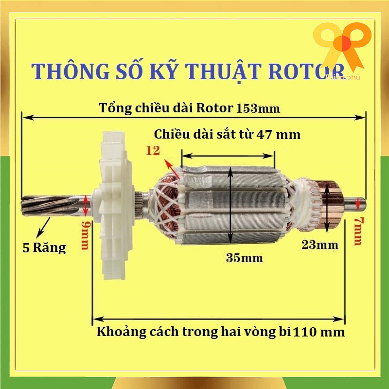 Rotor máy khoan bê tông cho Bosch GBH 2-24 - loại nhông 5 răng