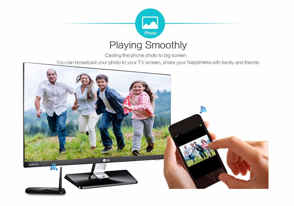 Thiết bị HDMI không dây Wecast E3 - Thiết bị kết nối điện thoại với tivi, máy chiếu. WECAST E3 Dlna Airplay Wifi Display Miracast Tv Dongle Hdmi Receiver Mini Android Tv Stick Full Hd Rk3036 With External Ăng ten - Hàng Chính Hãng