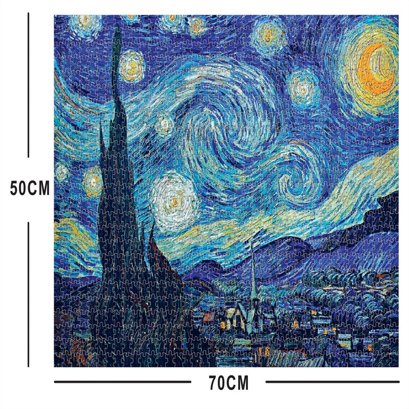 Bộ Tranh Ghép Xếp Hình 1000 Pcs Jigsaw Puzzle Starry Night của danh họa Vincent Van Gogh Thú Vị Cao Cấp