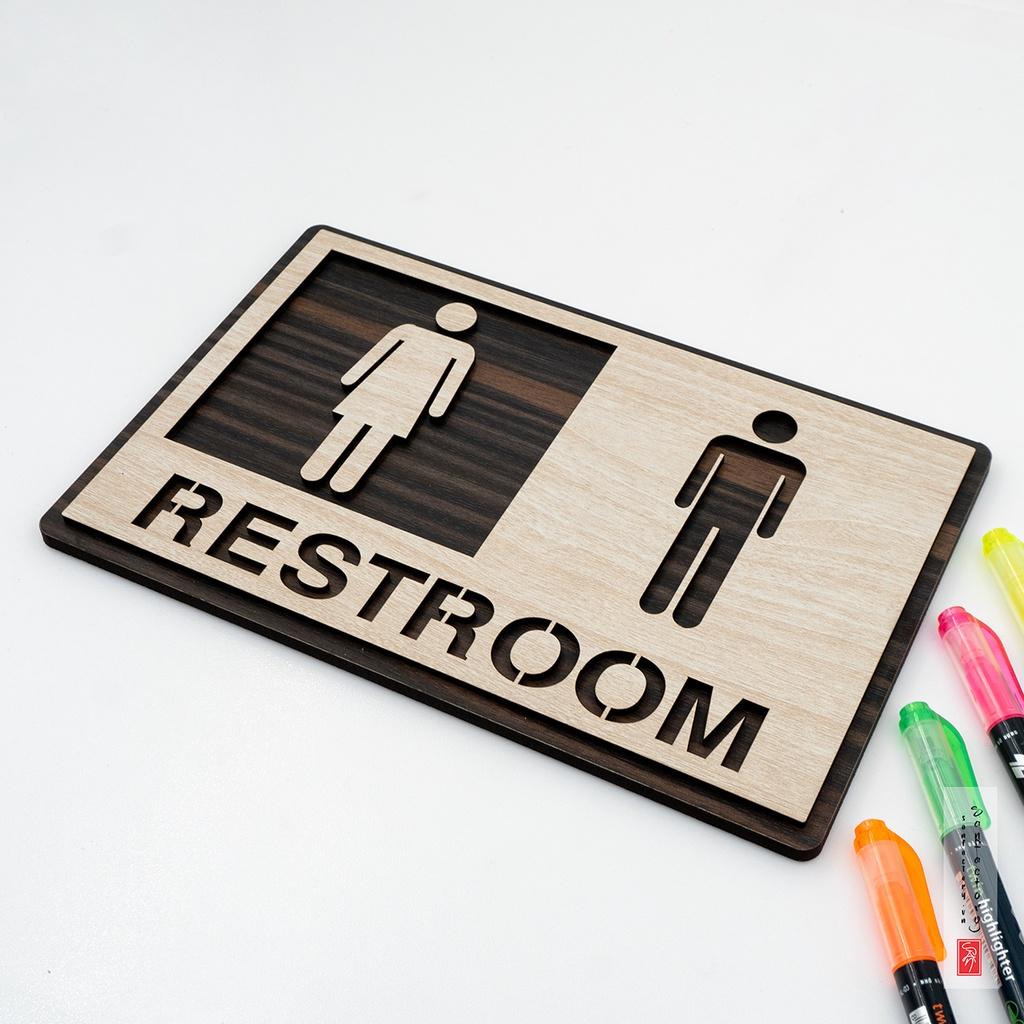 Bảng restroom gỗ dán cửa nhà vệ sinh SAN-TL01