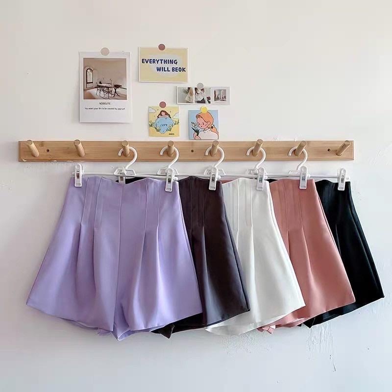 Q004_Quần short nữ cạp cao xếp ly