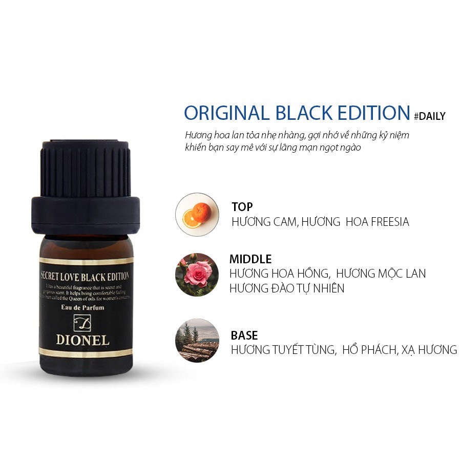 Nước Hoa Vù.ng K.ín Hương Hoa Hồng Ngọt Ngào Lãng Mạn DIONEL Secret Love Original Black Edition Inner Perfume 5ml