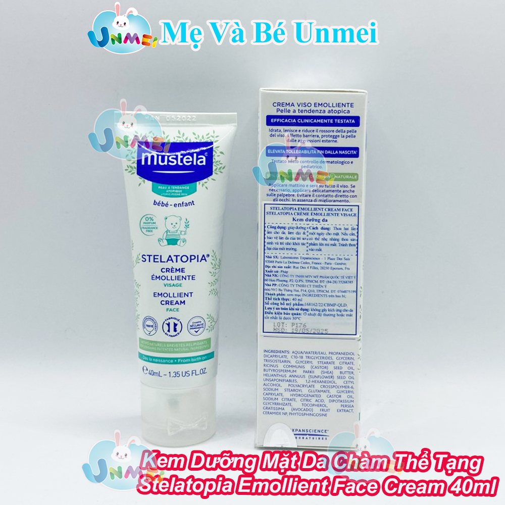 Kem Dưỡng Da Mặt Cho Trẻ Sơ Sinh Và Em Bé Da Chàm Thể Tạng Mustela (40ml)