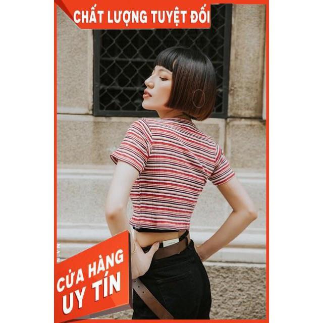 ÁO CROPTOP SỌC THUN GÂN XUẤT DƯ- ảnh thật tự chụp