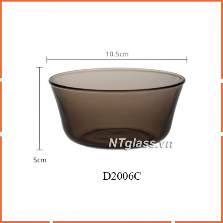 Chén Thủy tinh cường lực Nâu khói Creole 10,5 cm - D2006C