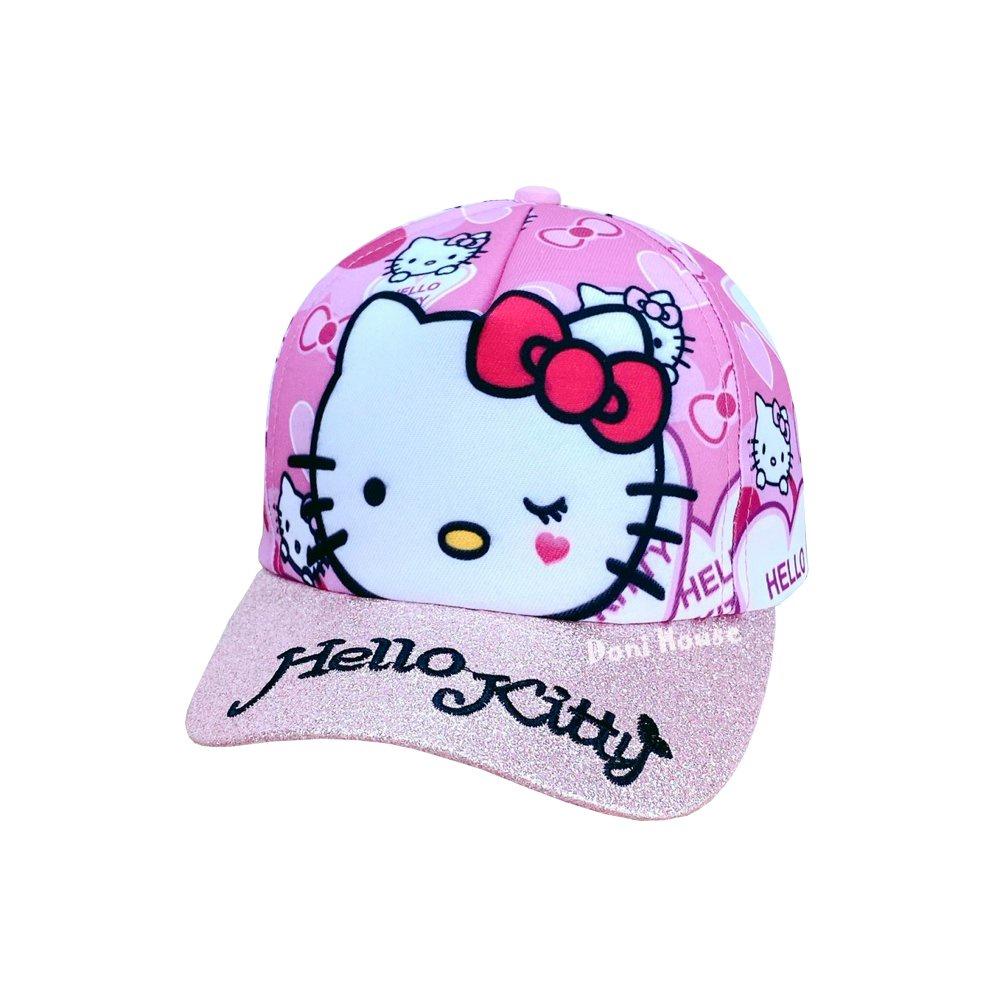 Nón Kết Mũ Lưỡi Trai Cho Bé Gái Từ 4 5 6 7 Tuổi Vòng Đầu 52cm Màu Hồng Hình Mèo Kitty Dễ Thương NK252