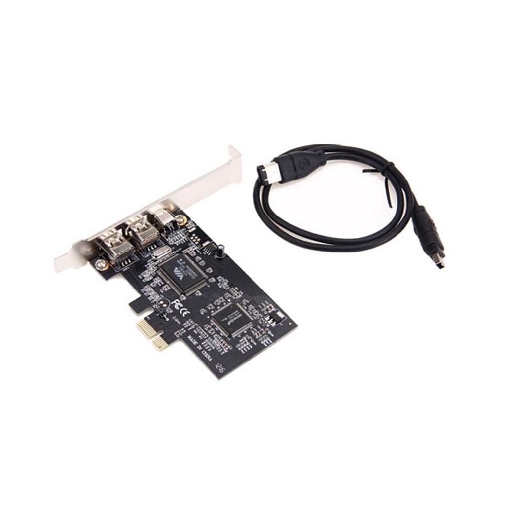 1Pcs PCIe x1   1394 Controller Adapter Card for Desktops