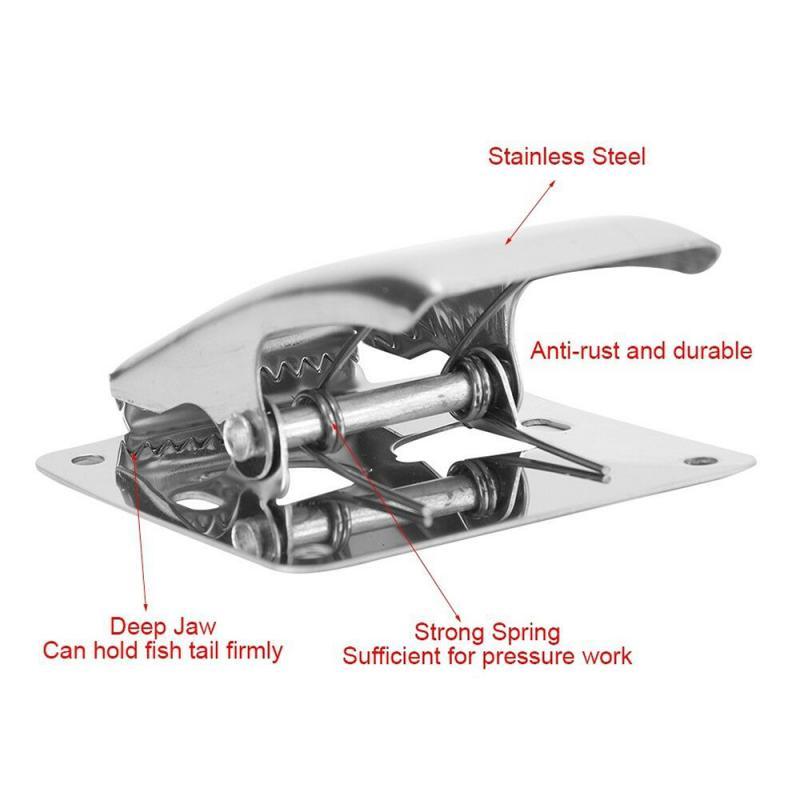 1Pc Stainless Steel Fish Fillet Clamp Deep-jaw Fish Tail Clip with 6Mounting Screws for Fishing Board Pesca Fish Cleaning Tools8