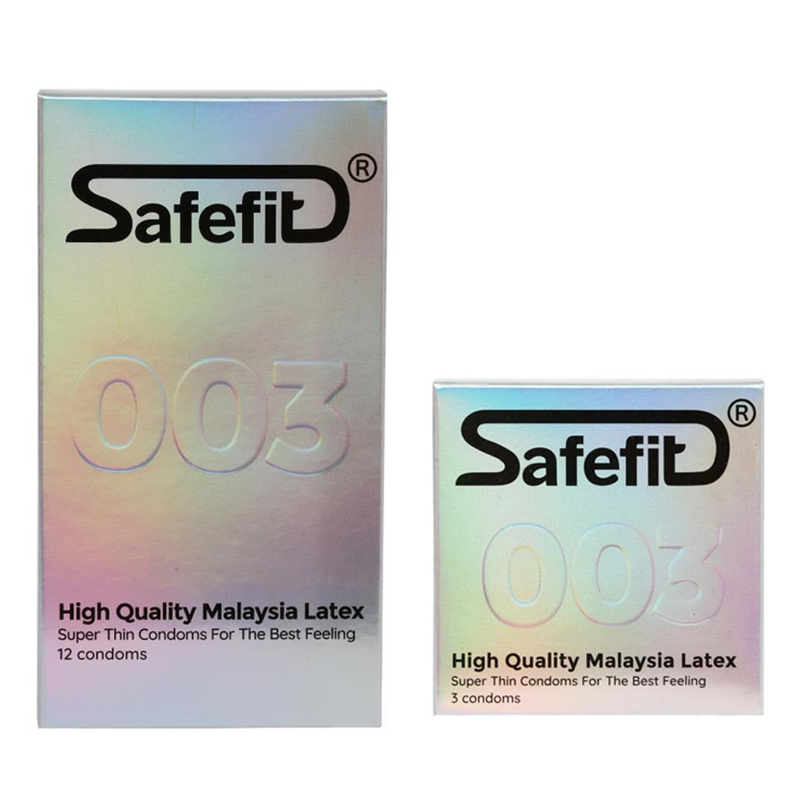 Bao Cao Su SafeFit Siêu Mỏng 003 (hộp 12) + Tặng Bao Cao Su SafeFit Siêu Mỏng 003 (hộp 3)