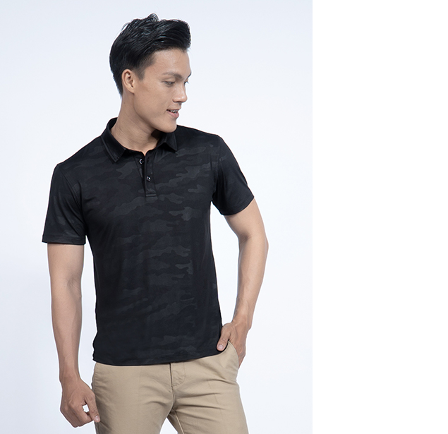 Áo thun Polo nam Novelty màu đen in họa tiết NATMMDMPSR190199N