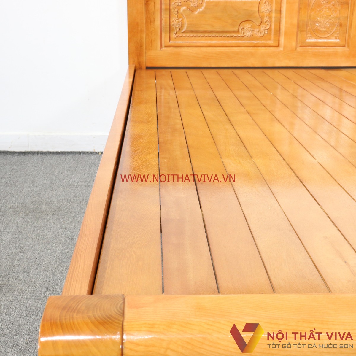 Giường Ngủ Gỗ Sồi Nga Vạt Phản Màu Cánh Gián Giá Rẻ