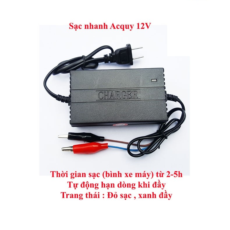 Sạc bình acquy xe máy 12V 4-20ah có led hiển thị khi đầy