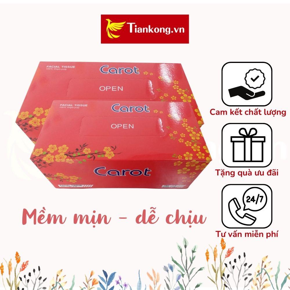 Khăn giấy rút Carot đa năng hộp 180 tờ mềm mại thấm hút tốt  - TIANKONG