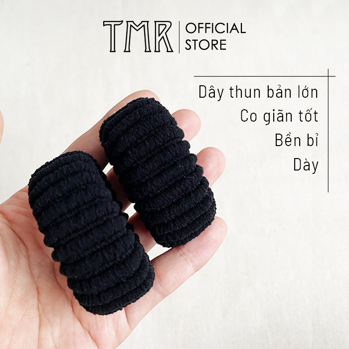 [Set 2] Dây cột tóc len gân TMR chính hãng bản lớn dày dặn màu đen thu hút