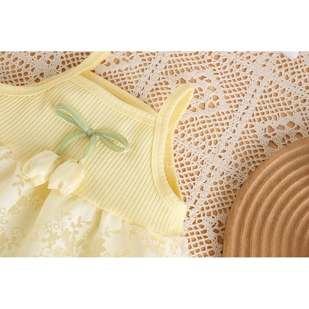 Body Váy Voan 2 Dây Hoa Tulip Cho Bé Gái Sơ Sinh 1 2 Tuổi Từ 5-13kg Dành Cho Bé Gái