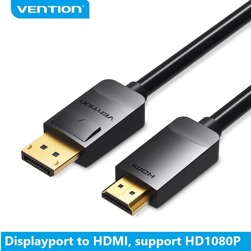 Dây cáp chuyển đổi Displayport DP to HDMI Vention, dài 1.5M - 3M - Hỗ trợ: Full HD, 2k, 4k - Hàng chính hãng