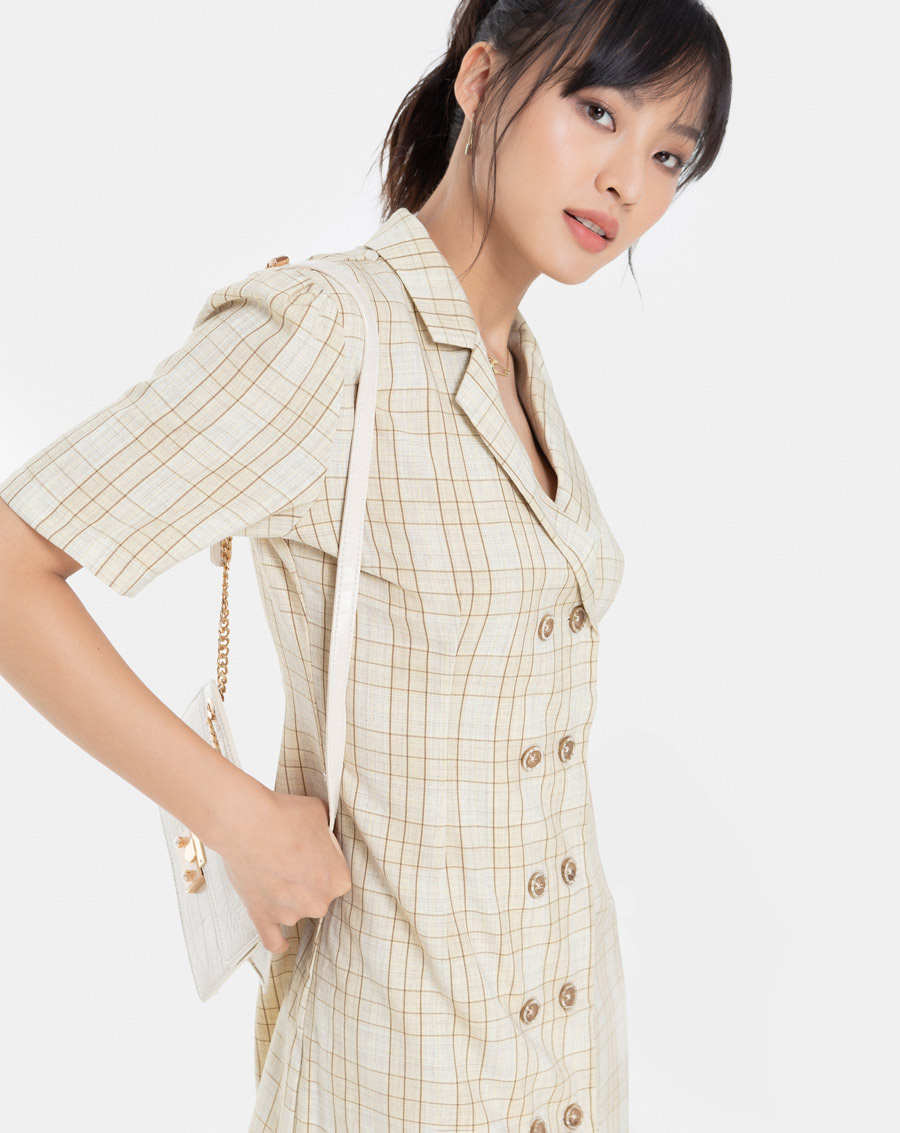 Đầm Ngắn Thời Trang JUNO Nút Trước JNDNG003