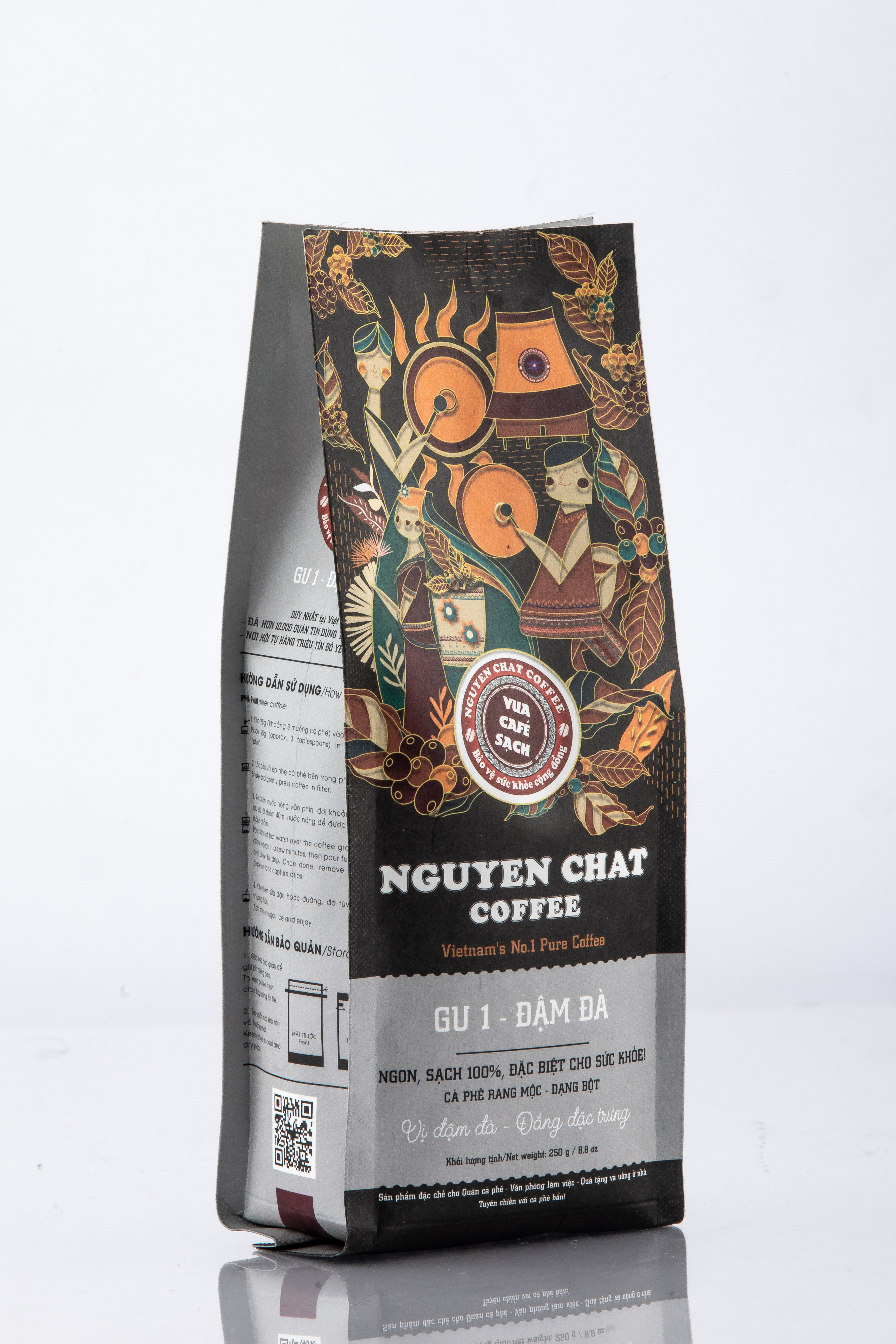 Cà phê xay nguyên chất GU 1 Vietnamese Cofee Style No.1 vị đắng đậm, hương thơm nhẹ, hậu vị ngọt - 250g