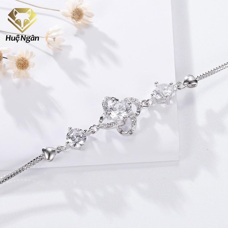 Lắc tay bạc Ý S925 Huệ Ngân - Cỏ bốn lá may mắn dây hộp RYB140087