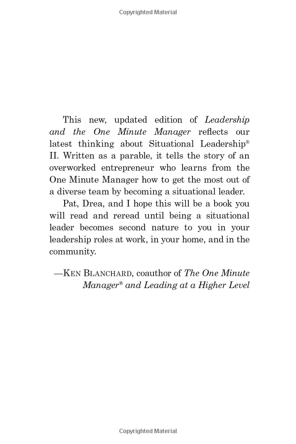 Leadership and the One Minute Manager Updated Ed: Increasing Effectiveness Through Situational Leadership II
