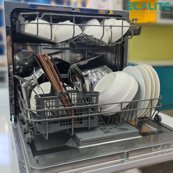 Máy Rửa Chén Ecalite EDW-SMS6080WH - 8 Bộ - 6 Chương Trình Rửa - Hàng Chính Hãng