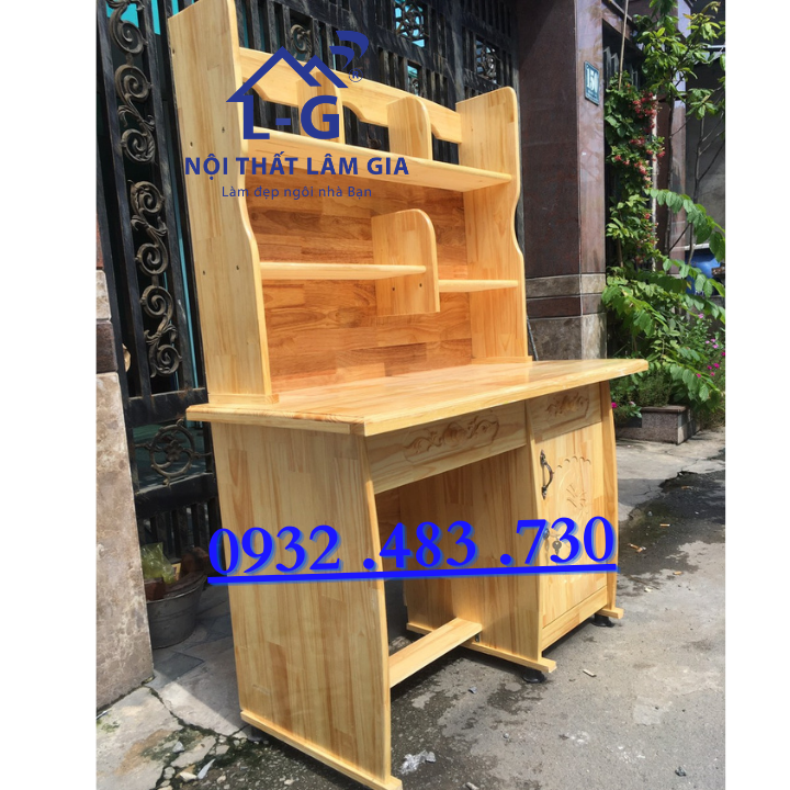 Bàn học sinh gỗ thông rộng 1m màu vàng tự nhiên