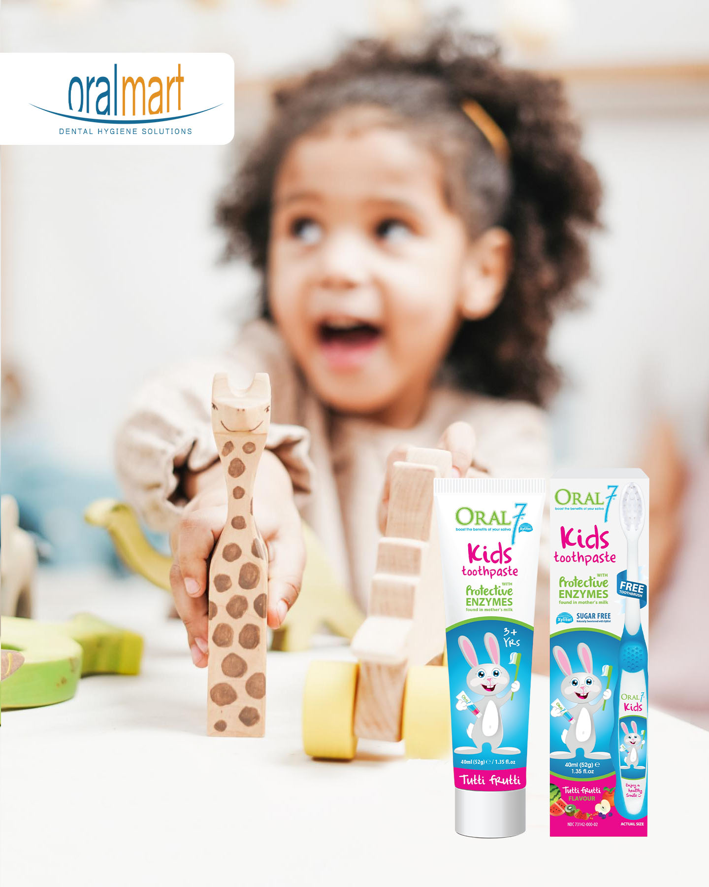 Kem Đánh Răng Oral7 Tiny Teeth Kèm Bàn Chải Ngón Tay – An Toàn Khi Nuốt (3 Tháng–3 Tuổi) - Nhập Khẩu Anh