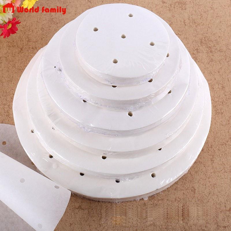 Giấy Nến Tròn Đục Lỗ loại 100 tờ và 400 tờ Cho Nồi Chiên Không Dầu Giấy Nến Nướng Hấp Bánh nhiều size