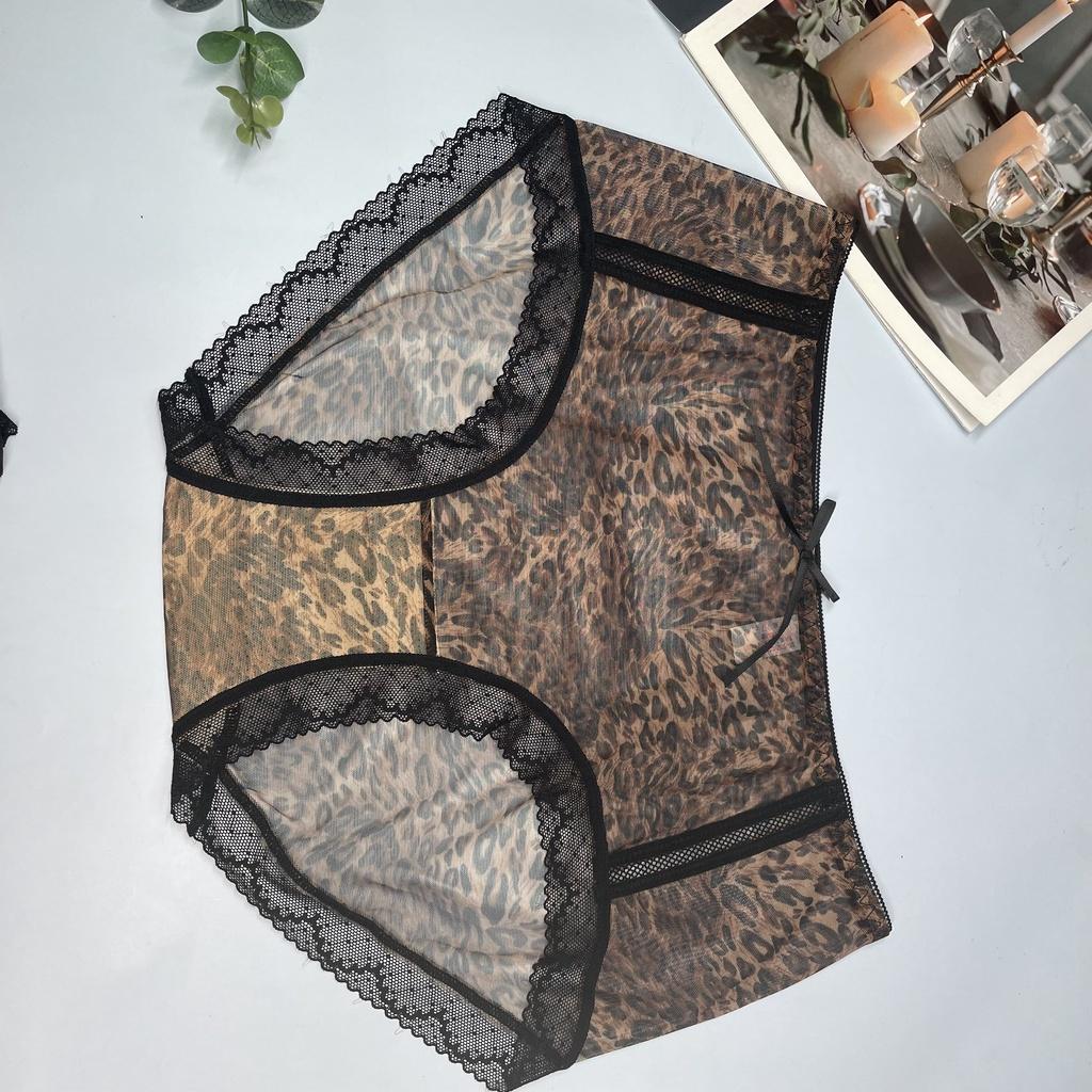 Quần lót ren lưới nữ hoạ tiết da báo , quần lót bigsize mông trên 100 cm 6251