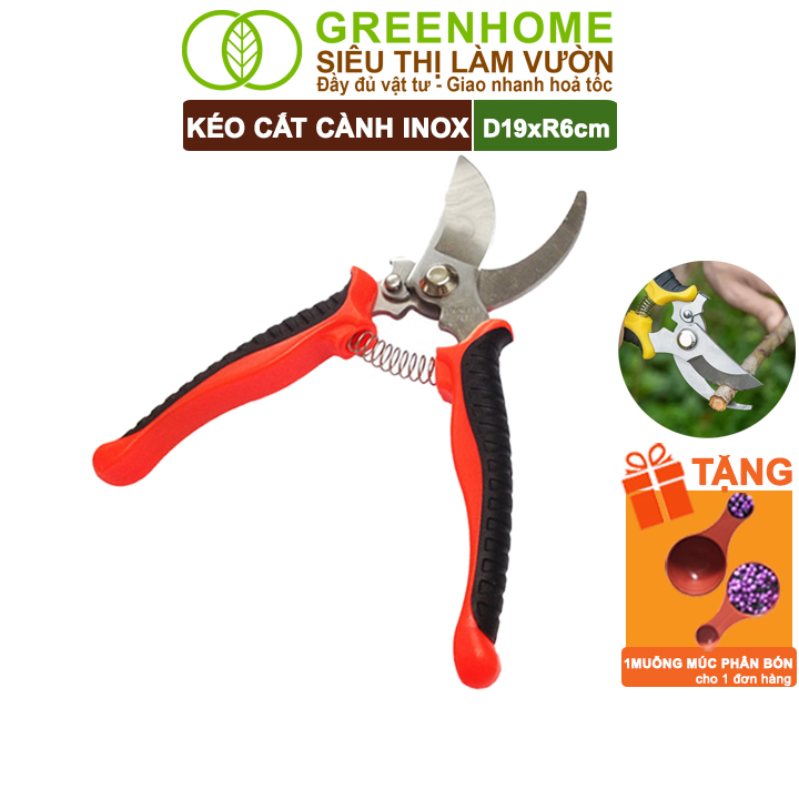 Kéo Cắt Cành Greenhome, D19Xr6Cm, Tỉa Hoa, Làm Vườn, Thiết Kế Tối Ưu Giảm Lực Tay, Màu Sắc Hiện Đại, Dễ Sử Dụng - Kéo Cắt Cành Đỏ
