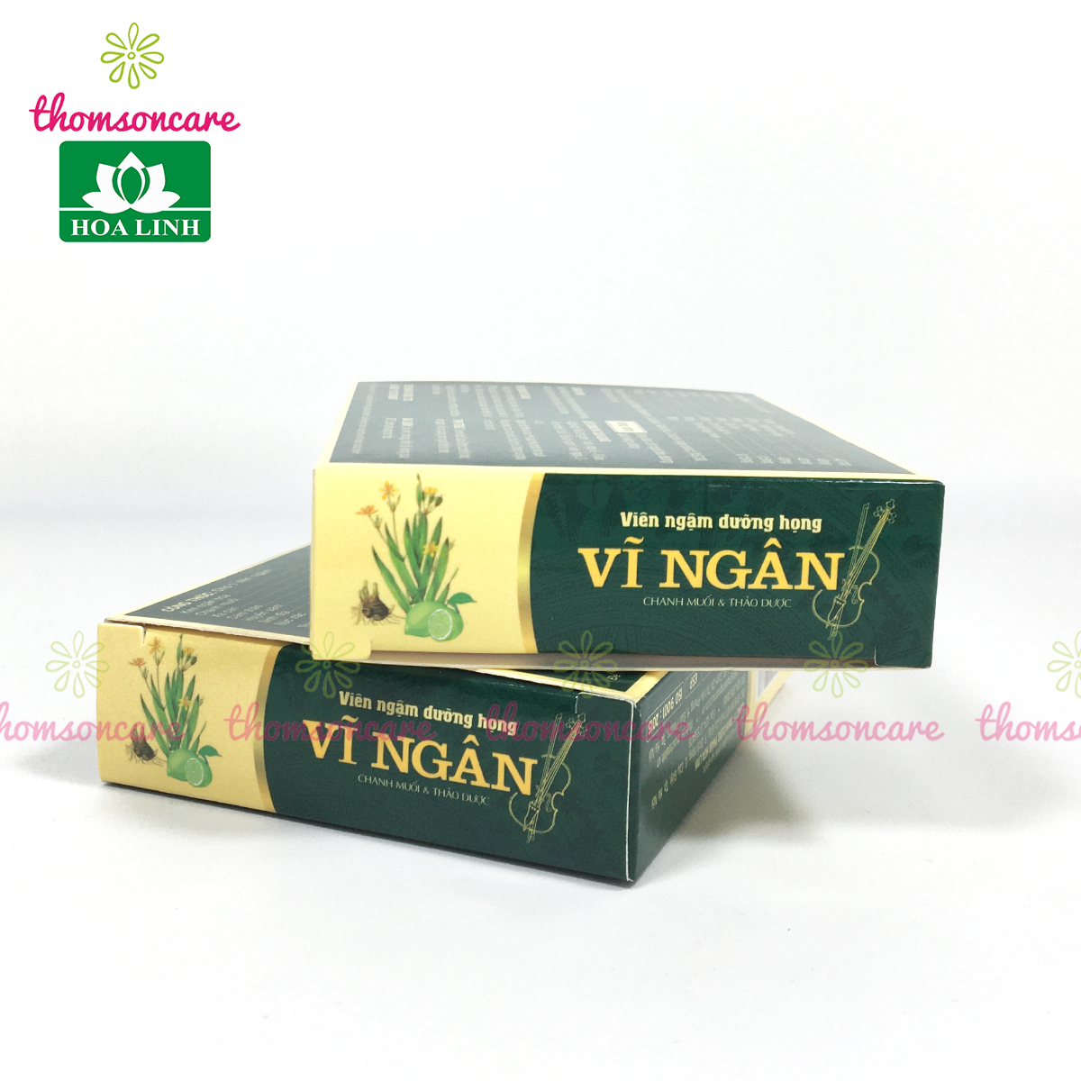 Vĩ ngân - Viên ngậm giảm ho, sát khuẩn họng, không đường từ húng chanh, bạc hà, cam thảo - Hộp 10 viên