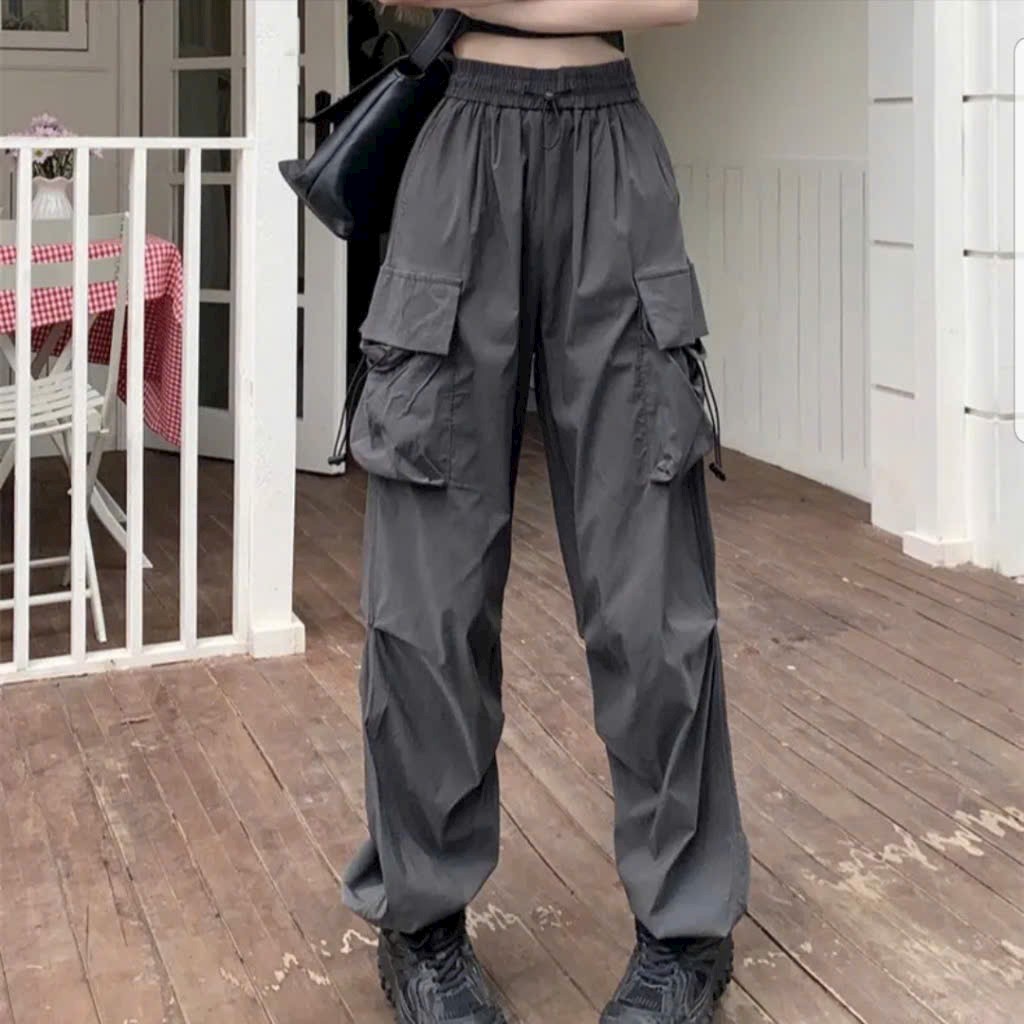 Quần ống rộng túi hộp , Quần jogger unisex nhiều túi phong cách thể thao THỜI TRANG, Quần kaki phối dây rút eo cargo pants Hottrend vải kaki dù mềm hiphop nam nữ