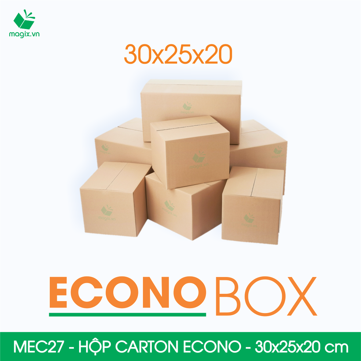 Hình ảnh MEC27 - 30x25x20 cm - Combo 60 thùng hộp carton trơn siêu tiết kiệm ECONO