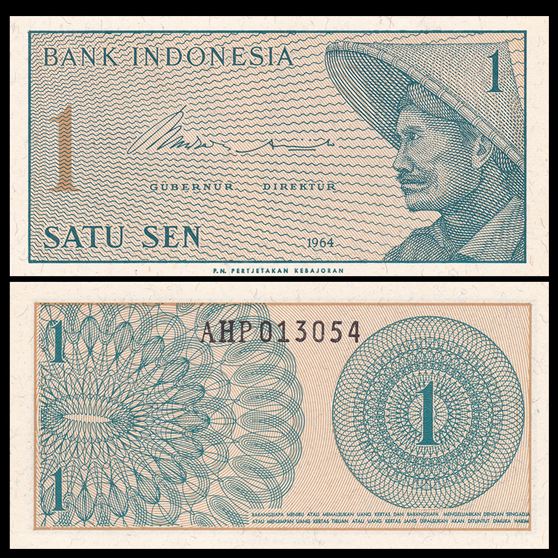 Tiền Indonesia 1 Sen 1964 , tiền khổ nhỏ , tiền Đông Nam Á , Mới 100% UNC