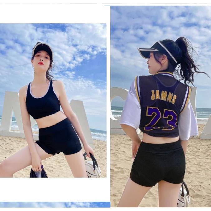 Bộ đồ bơi nữ bikini áo lưới thể thao set 3 mảnh