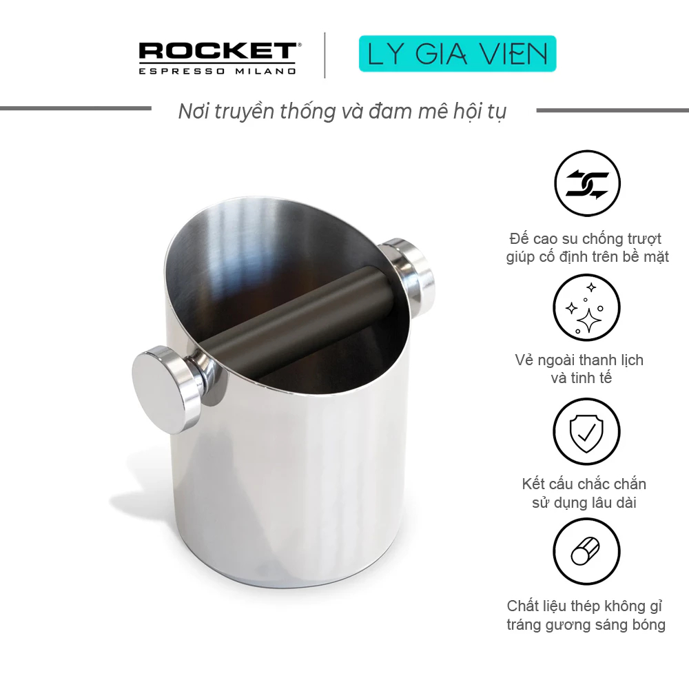 Hộp Đập Bã Cà Phê Espresso Rocket Stainless Steel Knox Box