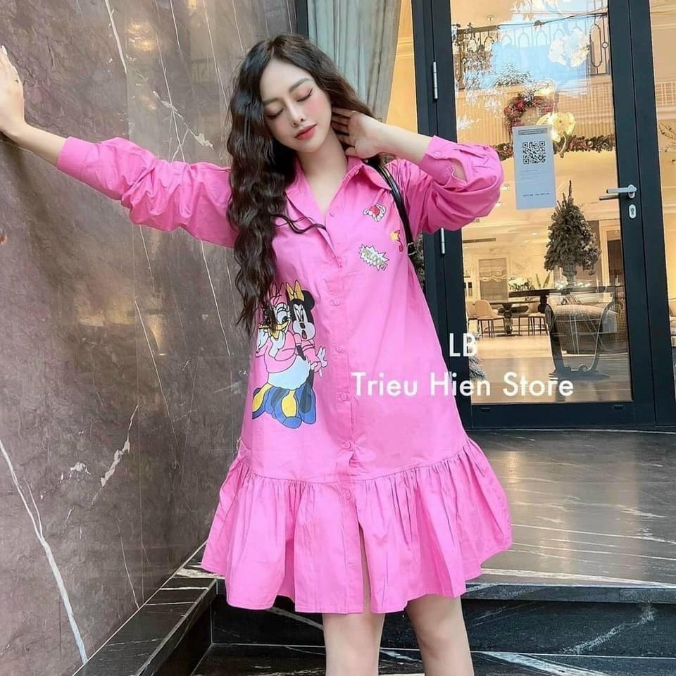 VÁY SƠ MI HỒNG MÀU SIÊU CUTE