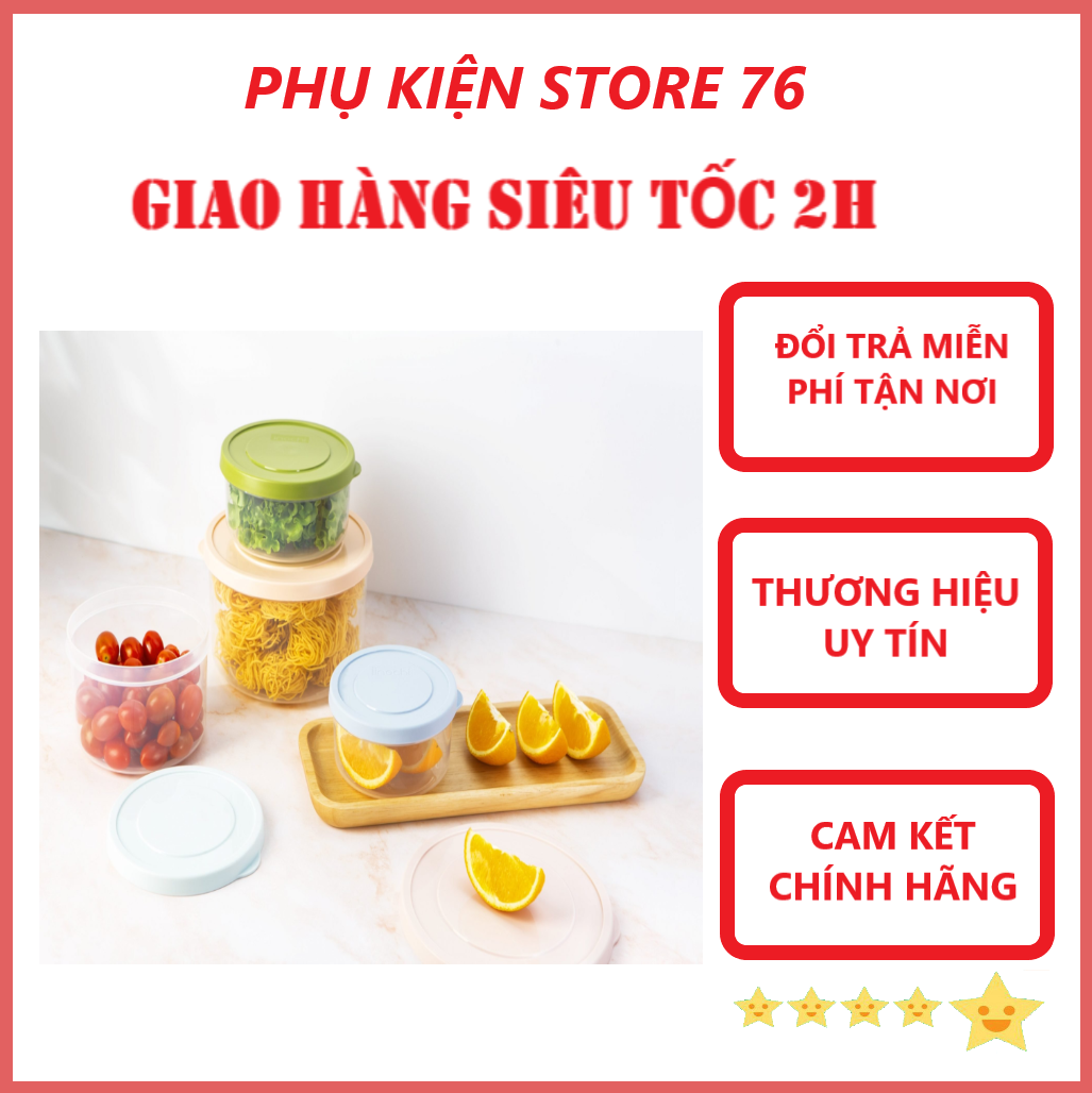 Hình ảnh { Nhiều Size} Hộp Đựng Thực Phẩm Tròn Hokkaido Chuẩn Nhật Bản - Chính hãng inochi ( Tặng kèm khăn lau đa năng pakasa)