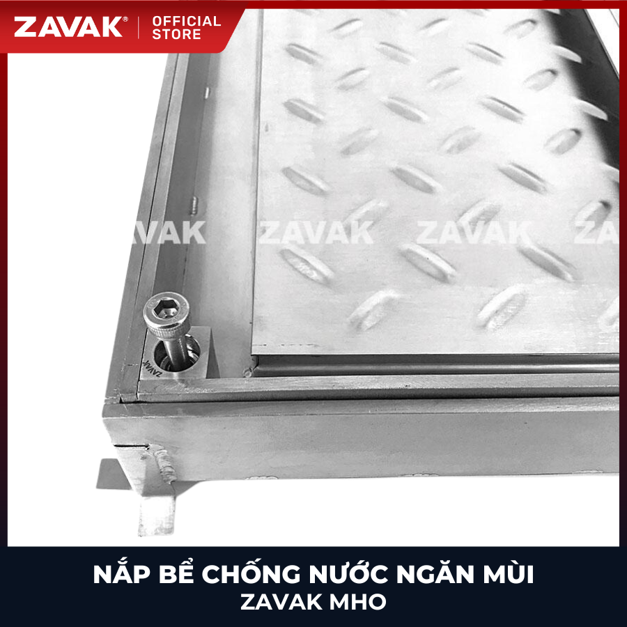 Nắp bể ngầm chống nước ngăn mùi inox ZAVAK MHO*-70 / KT 70x70cm, lát gạch 2,5cm/ tải 0.51 tấn