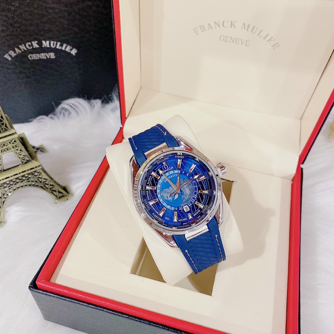 Đồng Hồ Nam OMG Mặt Bản Đồ Seamaster Aqua Terra GMT Worldtimer Dây Silicon Cao Cấp_ Cung Cấp Bởi AmandaC Life