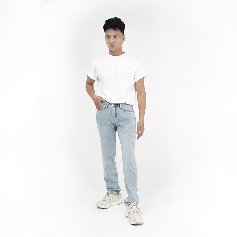 Quần Jeans Nam Cao Cấp HUNTER X-RAYS Form Straight Cotton Màu Xanh Nhạt D23