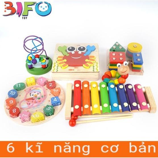 Combo 6 đồ chơi giáo dục bằng gỗ an toàn, phát triển kĩ năng cơ bản cho bé