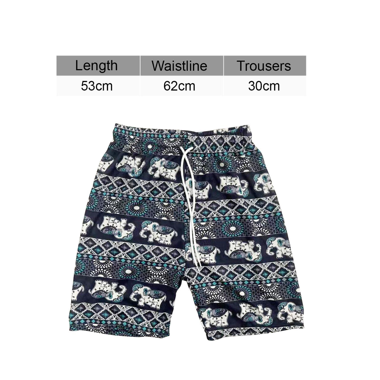 Beach Shorts Men Women Beach Trunks Loose Fit Briefs Fashion Polyester Oversized Elephant Pattern Short Pants Hippie Shorts for Beach Travel