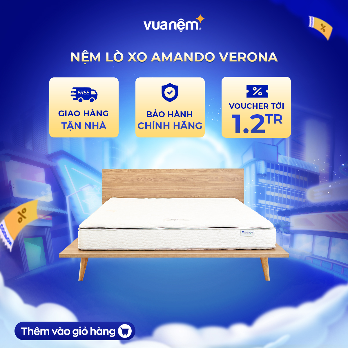 Nệm lò xo túi độc lập Amando Verona 23cm tại Vua Nệm - Cho giấc ngủ cân bằng, trọn vẹn và thư thái
