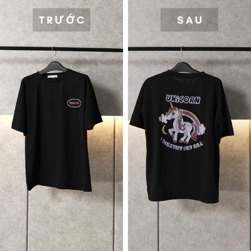 Áo thun tay lỡ nam nữ, Áo thun unisex form rộng Unicorn vải Cotton co giãn 4 chiều