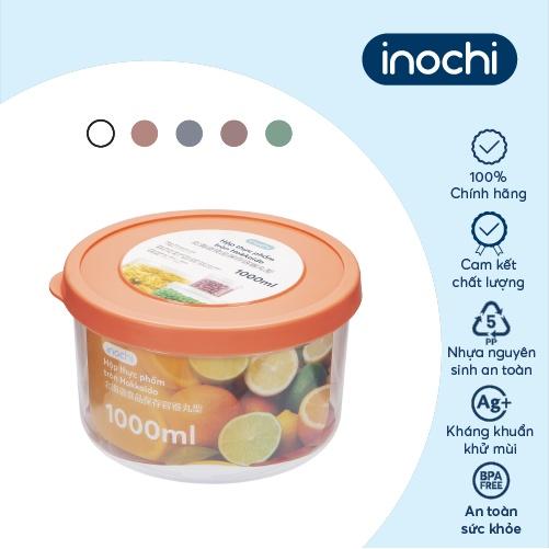 Hộp thực phẩm tròn Inochi - Hokkaido 1000ml màu Xanh/Hồng/Cam